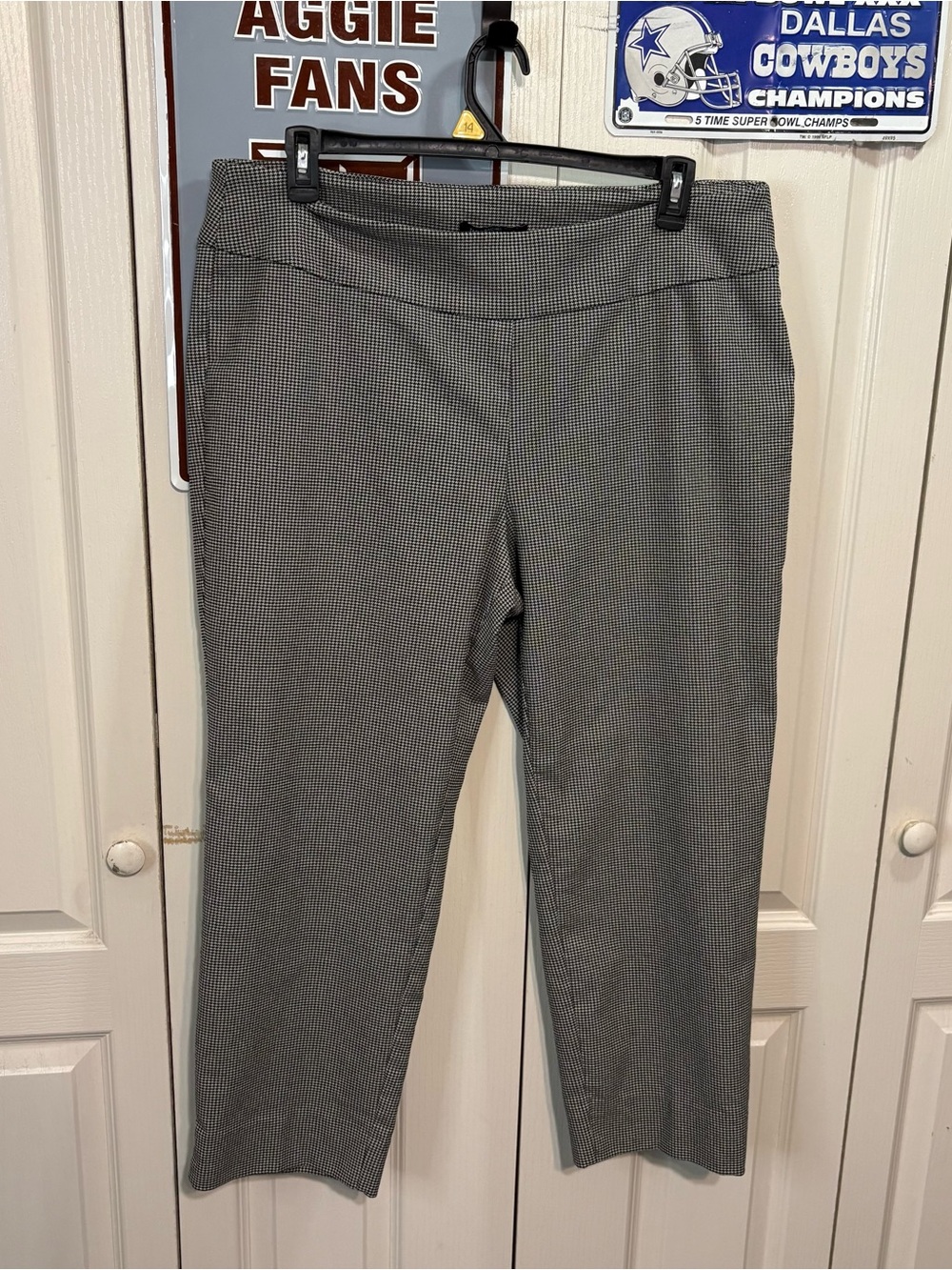 Zac & Rachel Women’s Gray Micro-Check Pull-On Dress Pants